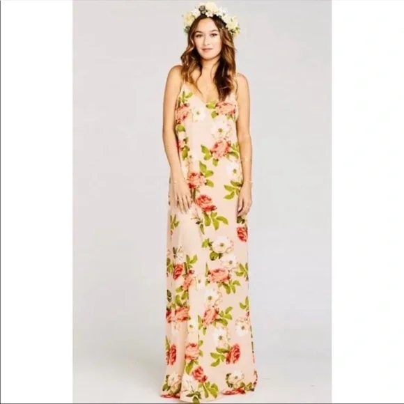 chinese dress ladies Nicole Maxi Dress, in Champagne Luxe Satin, Size: Xs | Show Me Your Mumu